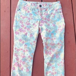 ELLE Skinny Ankle Jeans Pastel Floral Size 6 Womens Pre-owned